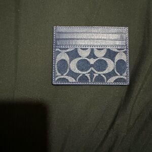 Blue denim coach card holder